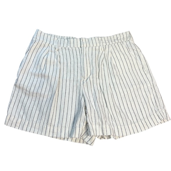 A New Day Linen Blend Striped High Waist Pleated Shorts Women’s Size 10 - Picture 2 of 7